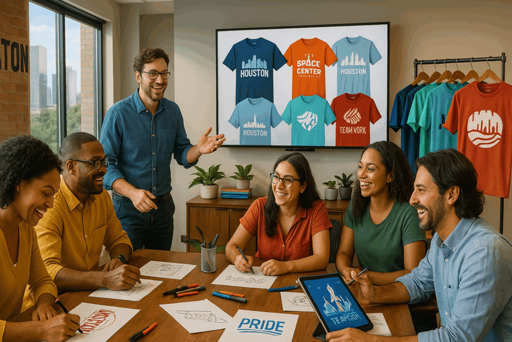 Brightly colored t-shirts with custom designs